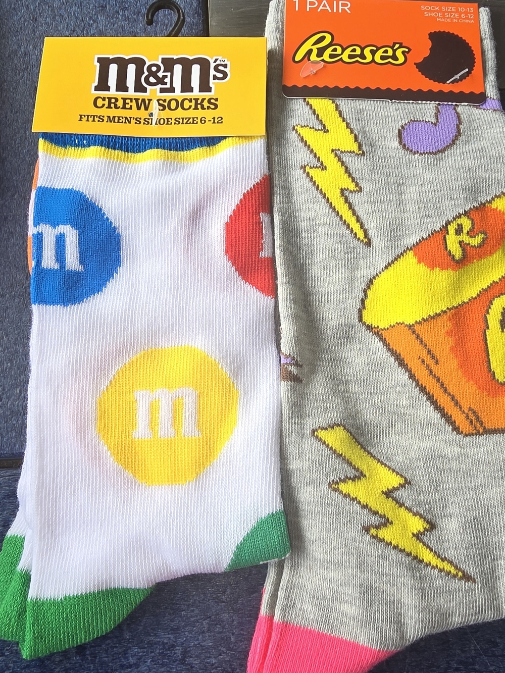 NWT Reese's Peanut Butter Cups Novelty Crew Socks Candy Socks